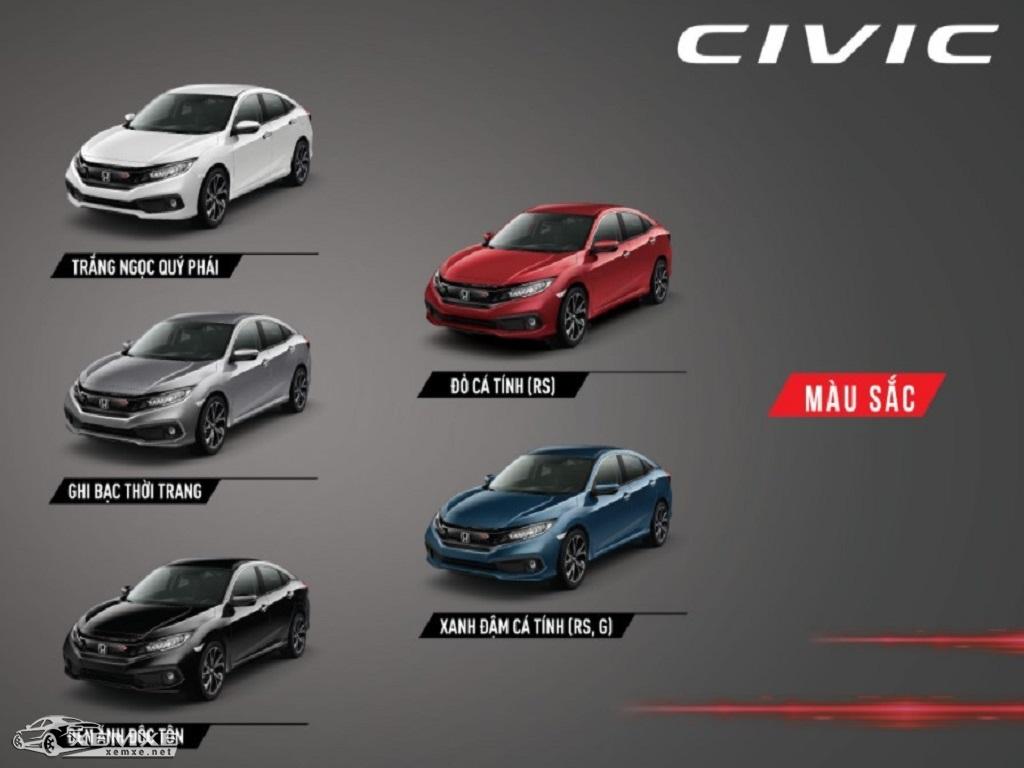 Bảng màu xe Honda Civic 2021 Bảng màu xe Honda Civic 2021